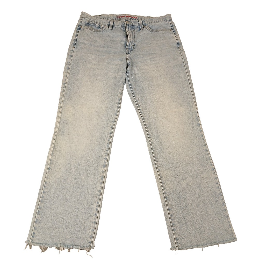 Lucky Brand Zoe High Rise Straight Womens Jeans Blue 12/31 Stretch Raw Hem